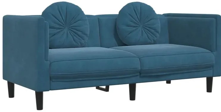 Sofa 2-osobowa z poduszkami niebieska - FINO 4X
