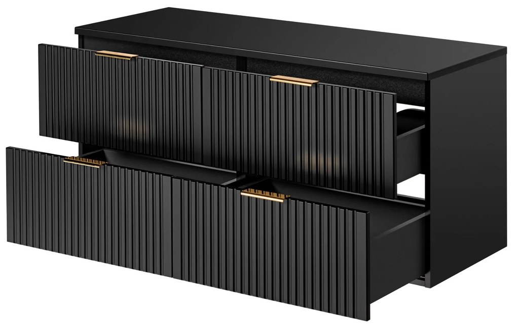 Szafka podwójna podumywalkowa czarna mat 120 x 46 cm ASTROS Black z blatem