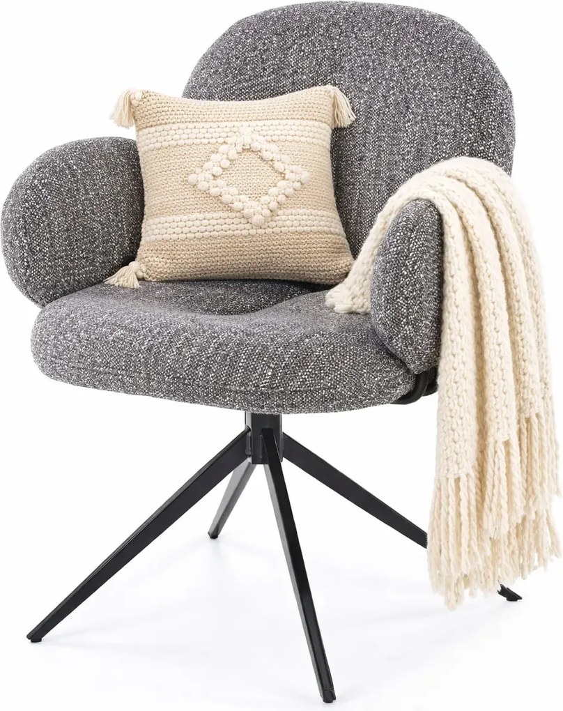 Popielate krzesło z obrotowym siedziskiem L7-K04