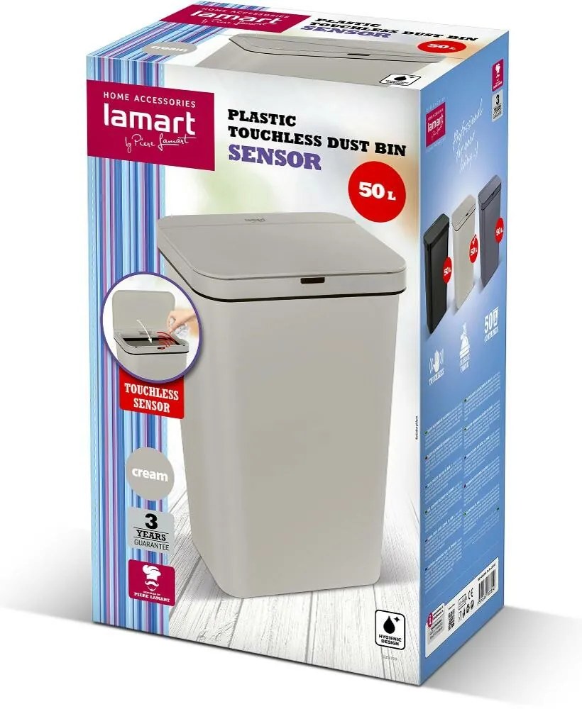 Lamart LT8109 Kosz bezdotykowy Sensor 50 l,kremowy