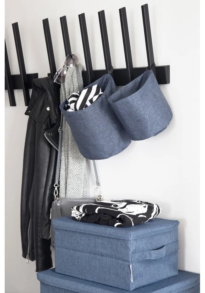 Niebieski tekstylny pojemnik z pokrywką 35x26x19 cm Soft Storage – Bigso