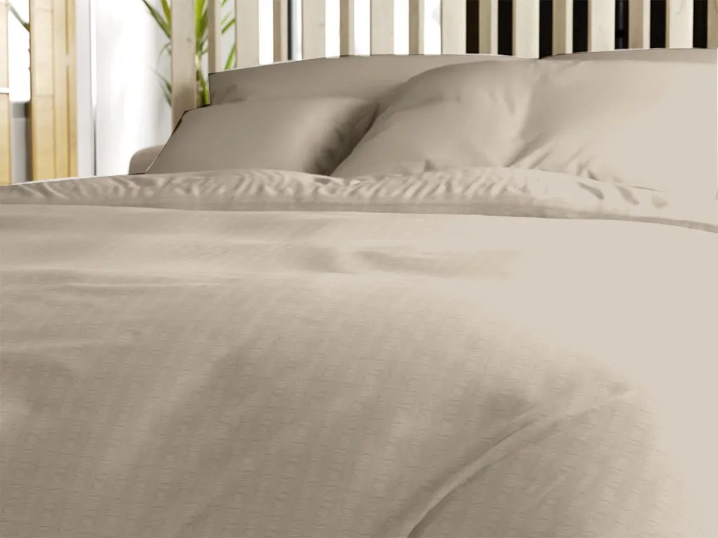 PrzytulneMieszkanie.pl PrzytulneMieszkanie.pl Bawełniana pościel z krepowym wykończeniem LUXERA szaro-brązowa hotelowa kieszeń II.gatunek Rozmiar pościeli: 70 x 90 cm | 140 x 200 cm
