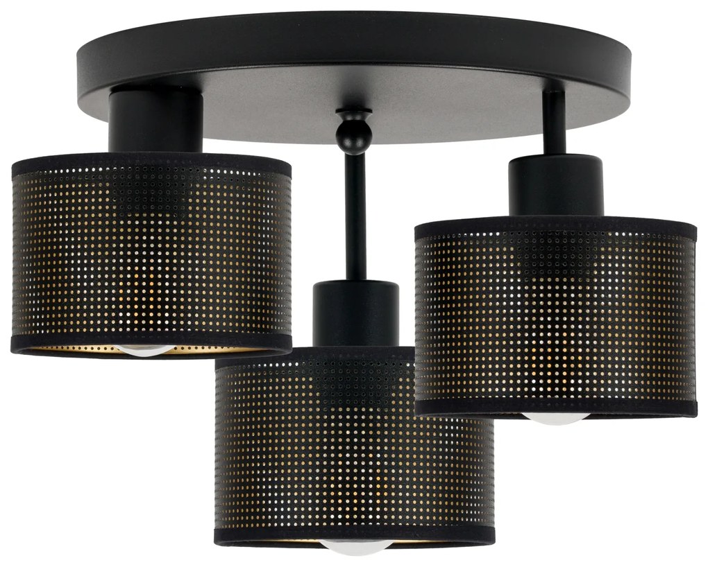 Lampa sufitowa czarna trzypunktowa z czarnymi abażurami B-3030SC-SC E2