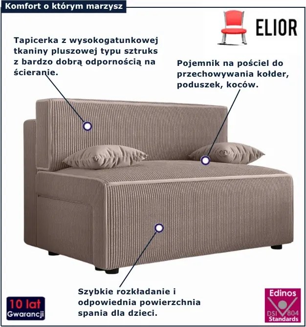 Różowa rozkładana sofa z funkcją spania Z9-G46