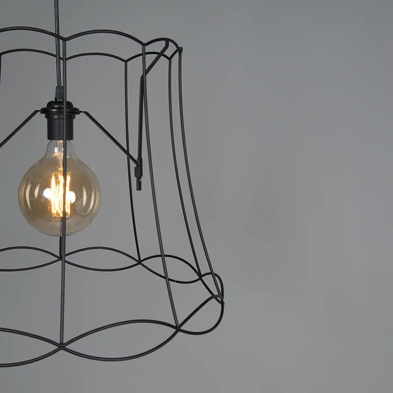 Retro lampa wisząca czarna 50 cm - Granny Frame Retro Oswietlenie wewnetrzne