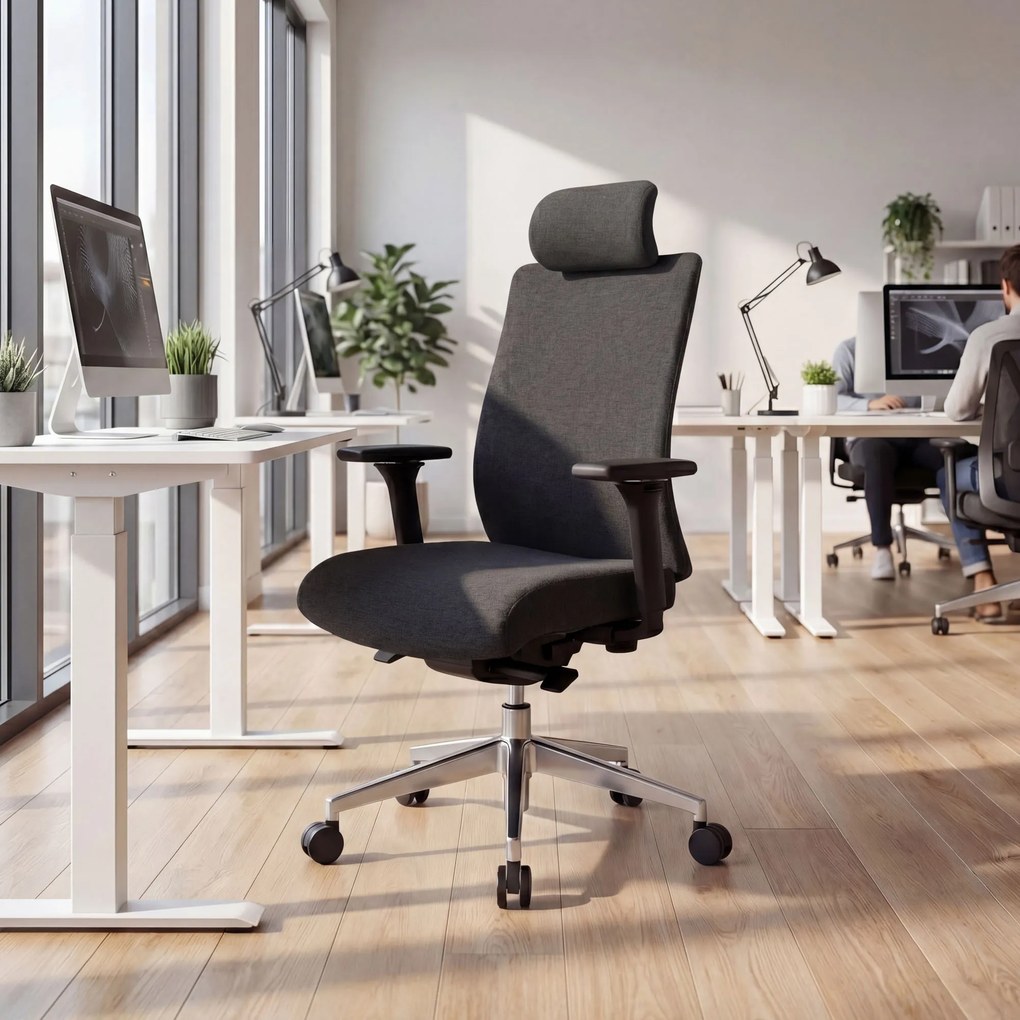 Fotel biurowy ergonomiczny obrotowy czarny: VECTOR