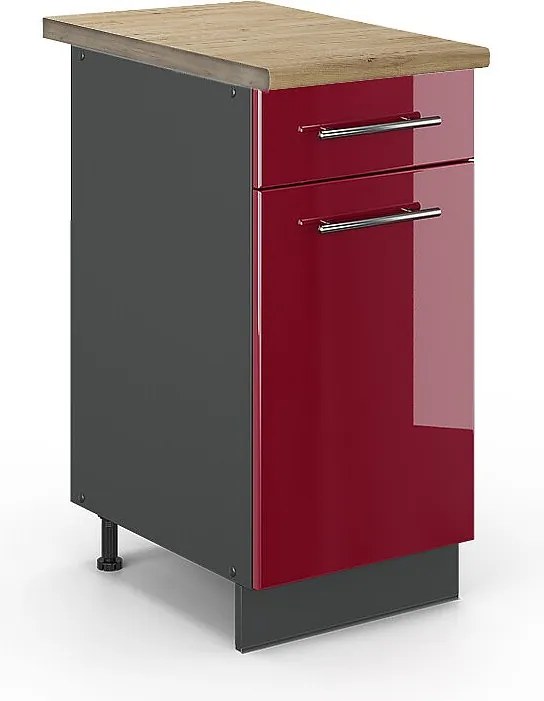 Szafka dolna do kuchni bordowa czerwień wysoki połysk 40x60x82 fame-line
