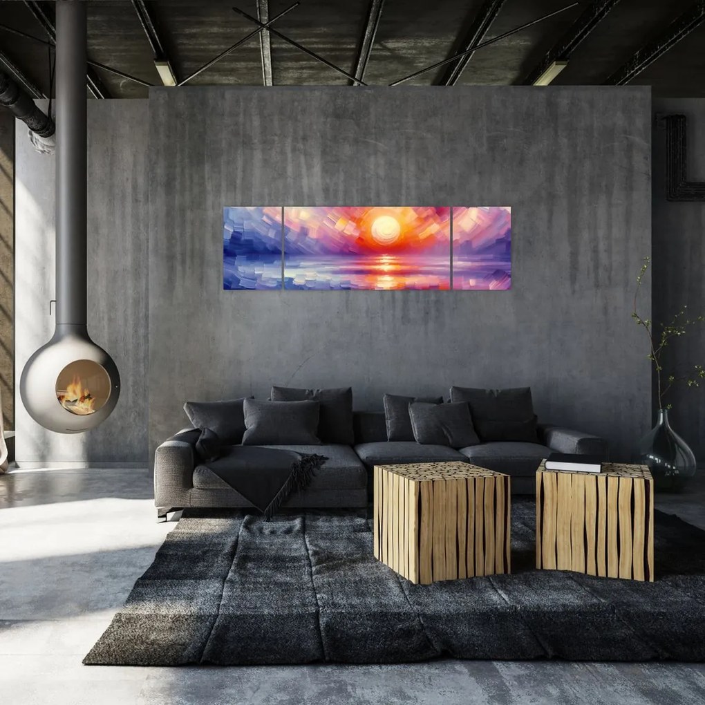 Obraz - Kolorowy artystyczny zachód słońca (170x50 cm)