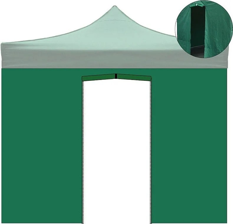 Markiza boczna 3x2m zielona, wodoodporna, z drzwiami zwijanymi do altany składanej 3x3m