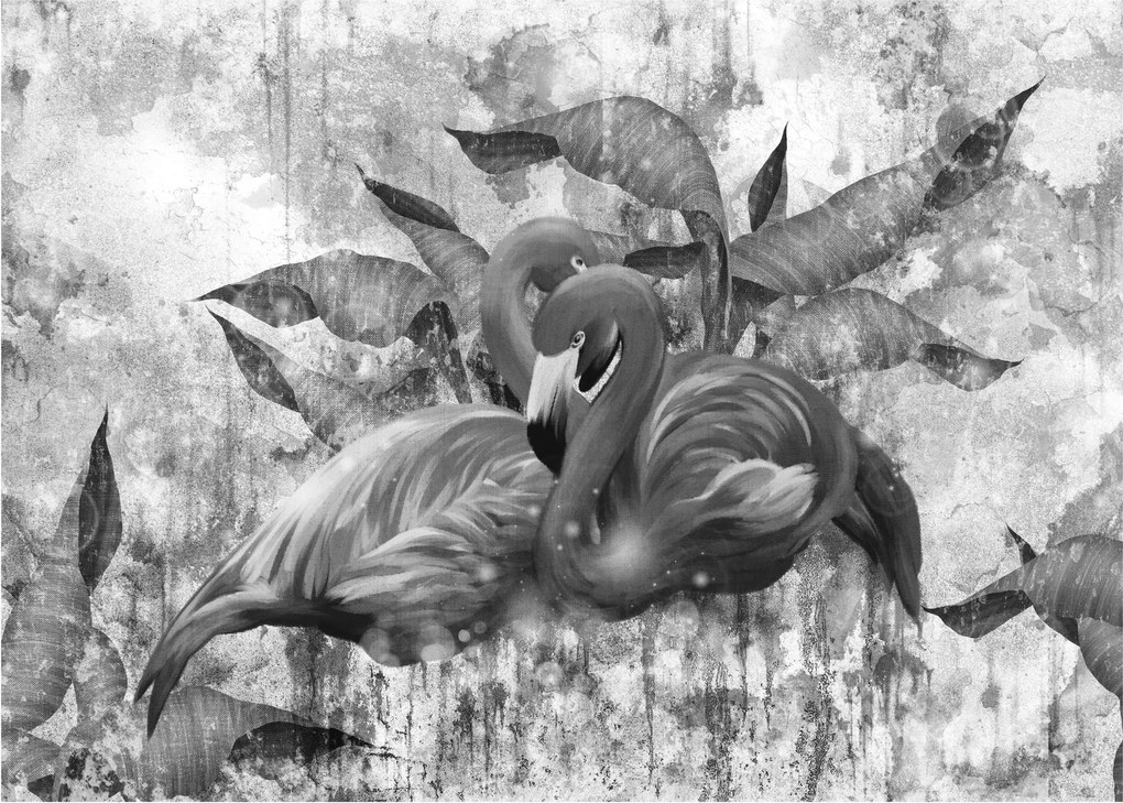 Obraz na szkle - Graffiti z flamingami (70x50 cm)