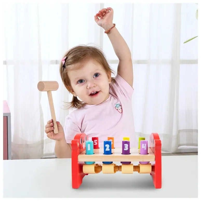 Tooky toy wbijak przebijak drewniany kolorowy