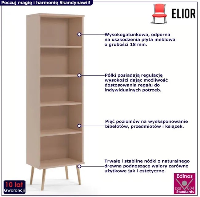 Wysoki skandynawski regał na książki macchiato T4-A49