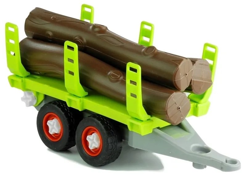 Rozkręcany traktor z przyczepą z drewnem 43 cm