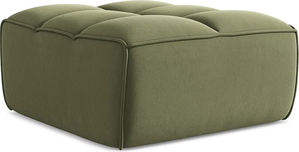 Pufa - z tkaniny welwetowej - oliwkowy - KALAI