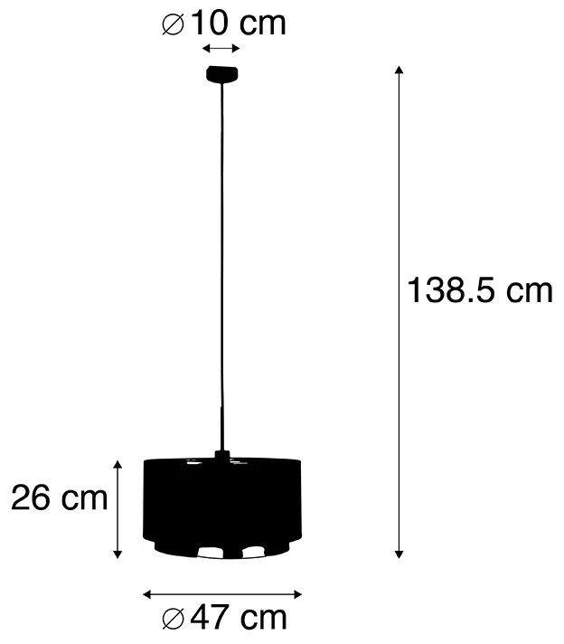 Nowoczesna lampa wisząca czarna ze złotem 47 cm podwójny klosz - Combi Nowoczesny Oswietlenie wewnetrzne