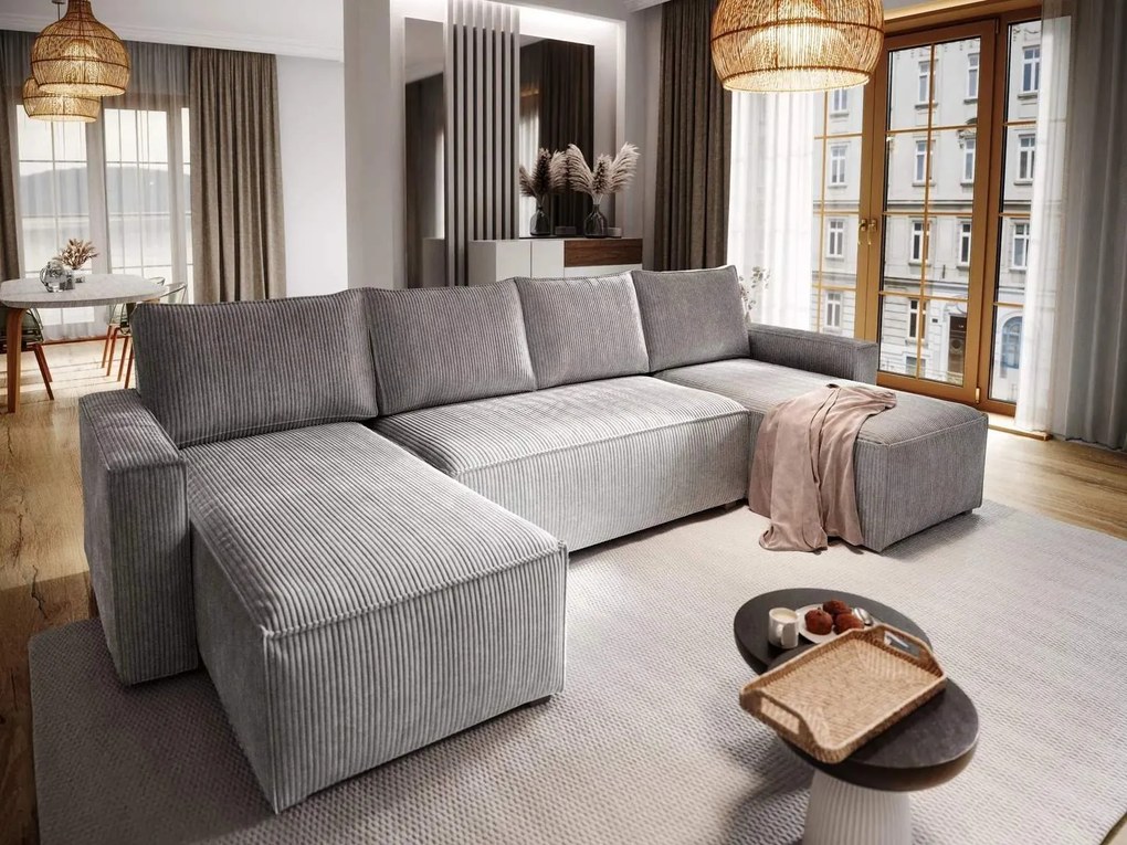 Narożnik w kształcie U SMART COSARO 295x140 cm, jasnoszary