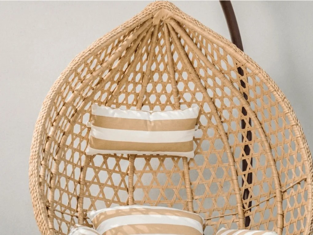 Jasnobrązowy fotel wiszący TROPIKAL ze stojakiem