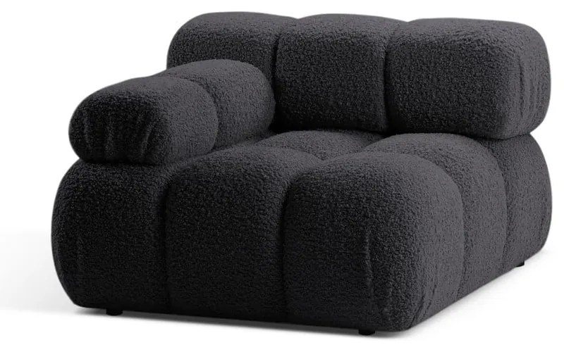 Antracytowy moduł sofy z materiału bouclé (lewostronny) Bellis – Micadoni Home