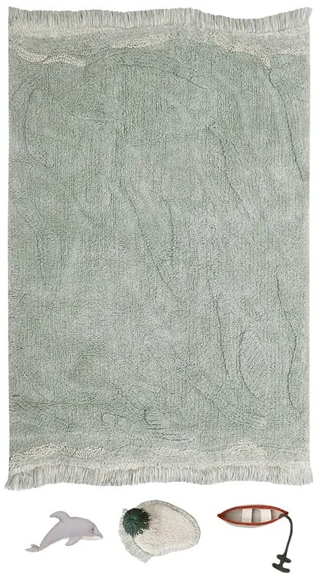 Miętowy bawełniany dziecięcy dywan do zabawy 90x130 cm Waves – Lorena Canals