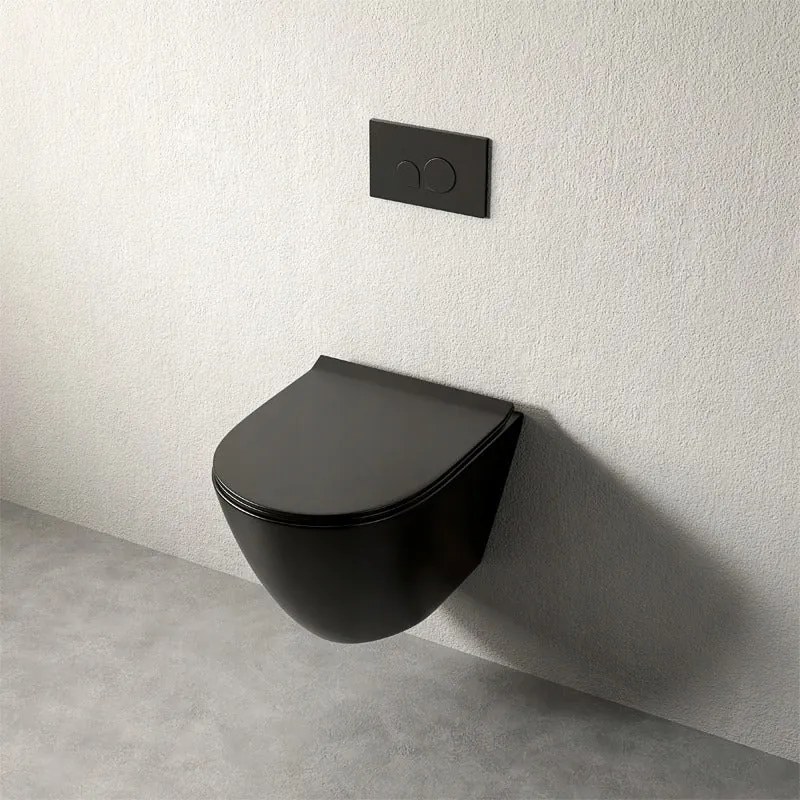 Miska wc czarna rimless deska wolnoopadająca duroplast wirowe spłukiwanie