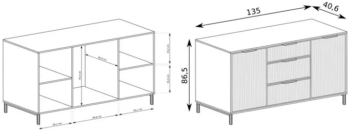 Granatowa komoda z lamelami D8-M15
