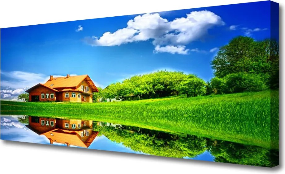 Obraz na płótnie Domek nad Cichym Jeziorem
