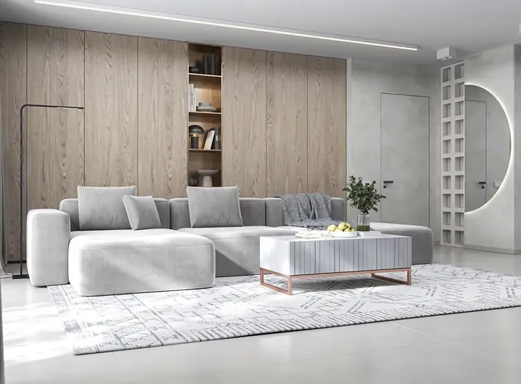 Biały stolik kawowy z lamelami P7-E06