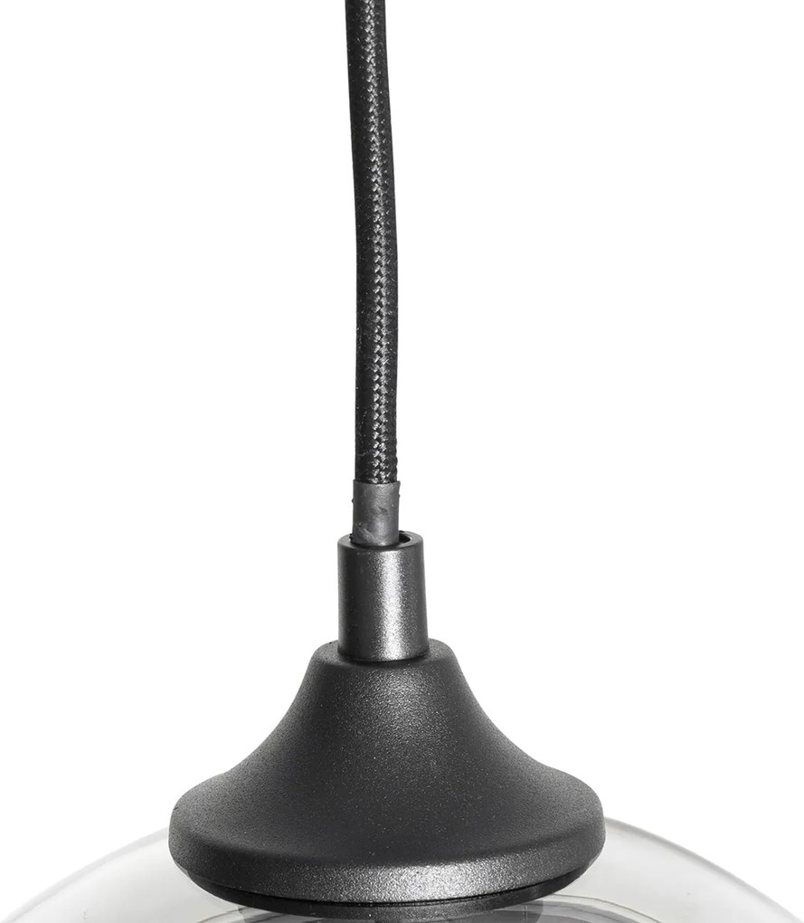 Inteligentna lampa wisząca czarna z przydymionym szkłem włącznie z 8 żarówkami WiFi G95 - Sandra