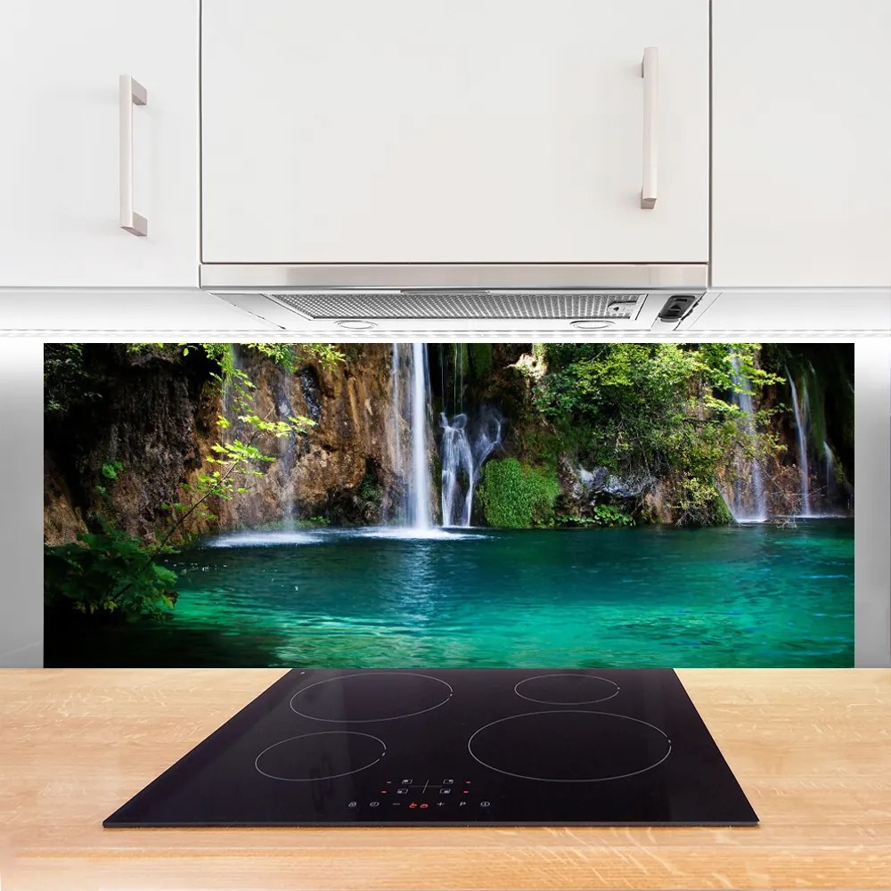 Panel Szklany do Kuchni Krystaliczny Spad Nad Jeziorem