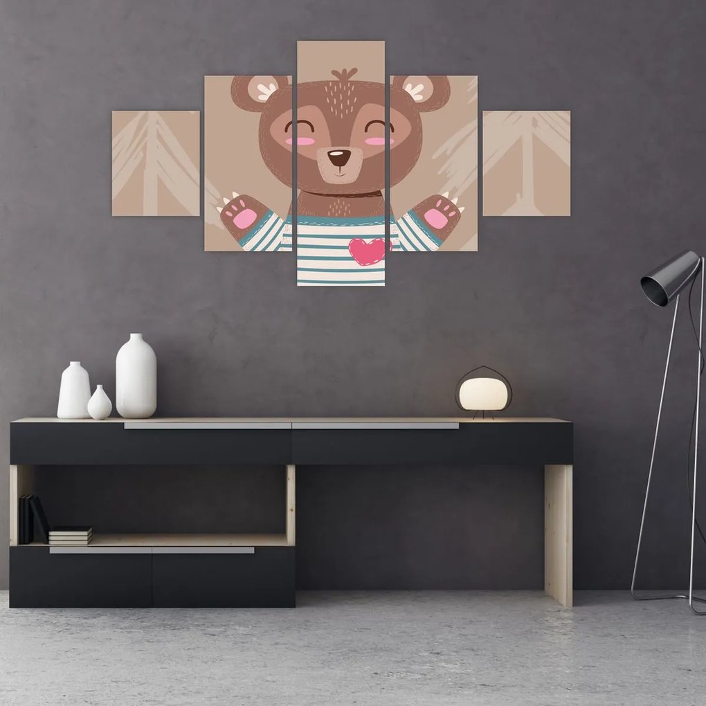 Obraz - Miś w koszulce w paski (125x70 cm)