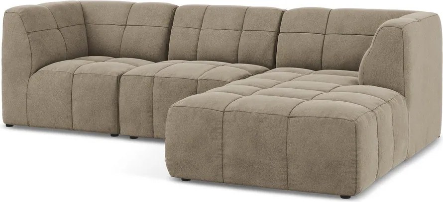 Brązowy aksamitny narożnik (prawostronny/z szezlongiem) Aloha – Makamii