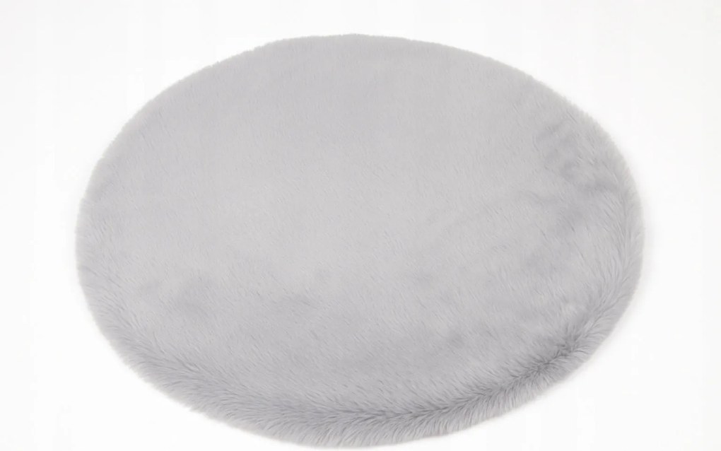Dywanik futrzany kremowy okrągły FI80cm miękki puszysty guma antypoślizgowa