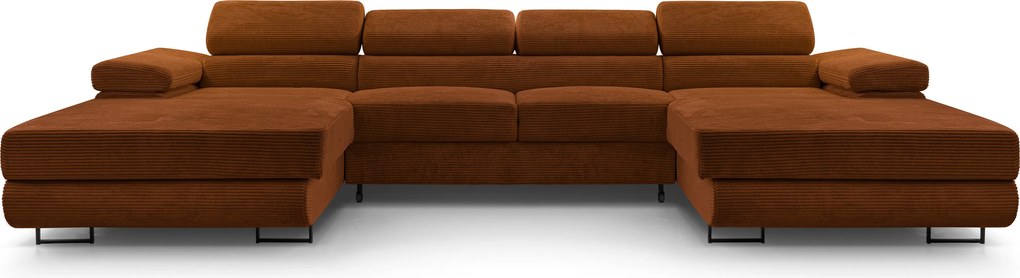 Masseno Narożnik GIULIO z funkcją spania i pojemnikiem na pościel Narozniki U, Rozkładana sofa - Ceglasty, POSO 39