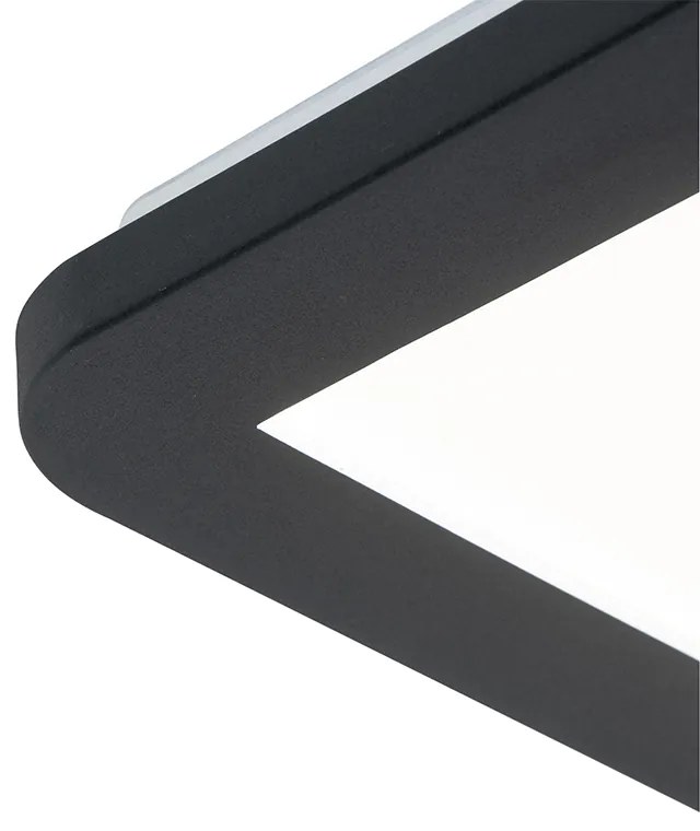 Lampa sufitowa czarna 40 cm w tym LED 3-stopniowy ściemniacz IP44 - Steve Nowoczesny Oswietlenie wewnetrzne