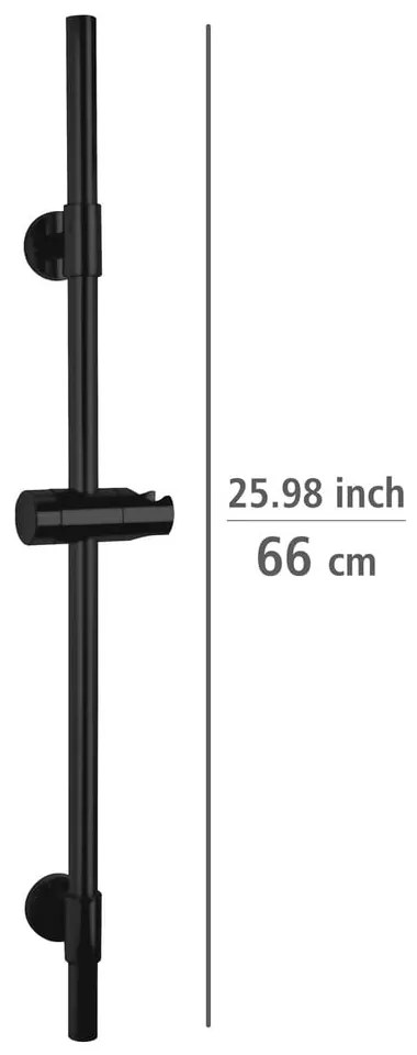 Czarny drążek prysznicowy na słuchawkę ze stali nierdzewnej 66 cm Basic – Wenko