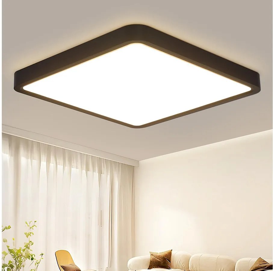 NETTLIFE LED Łazienka Sufitowa Lampa 23 W Płaska Lampa Czarna 23 cm Ciepła Biała Lampa IP44 Wodoodporna Lampa Kuchenna do Kuchni