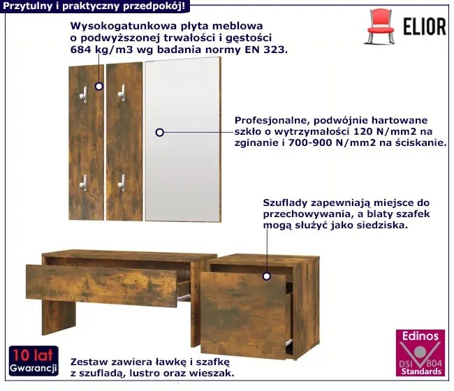 4-częściowy zestaw do przedpokoju przydymiony dąb B6-T79