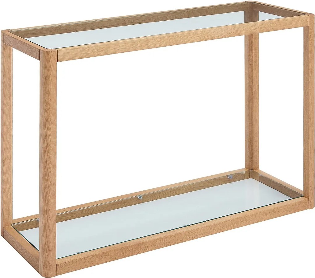 Konsola ze szkła hartowanego i dębu - Przezroczysta i Naturalna - ZUNARIL