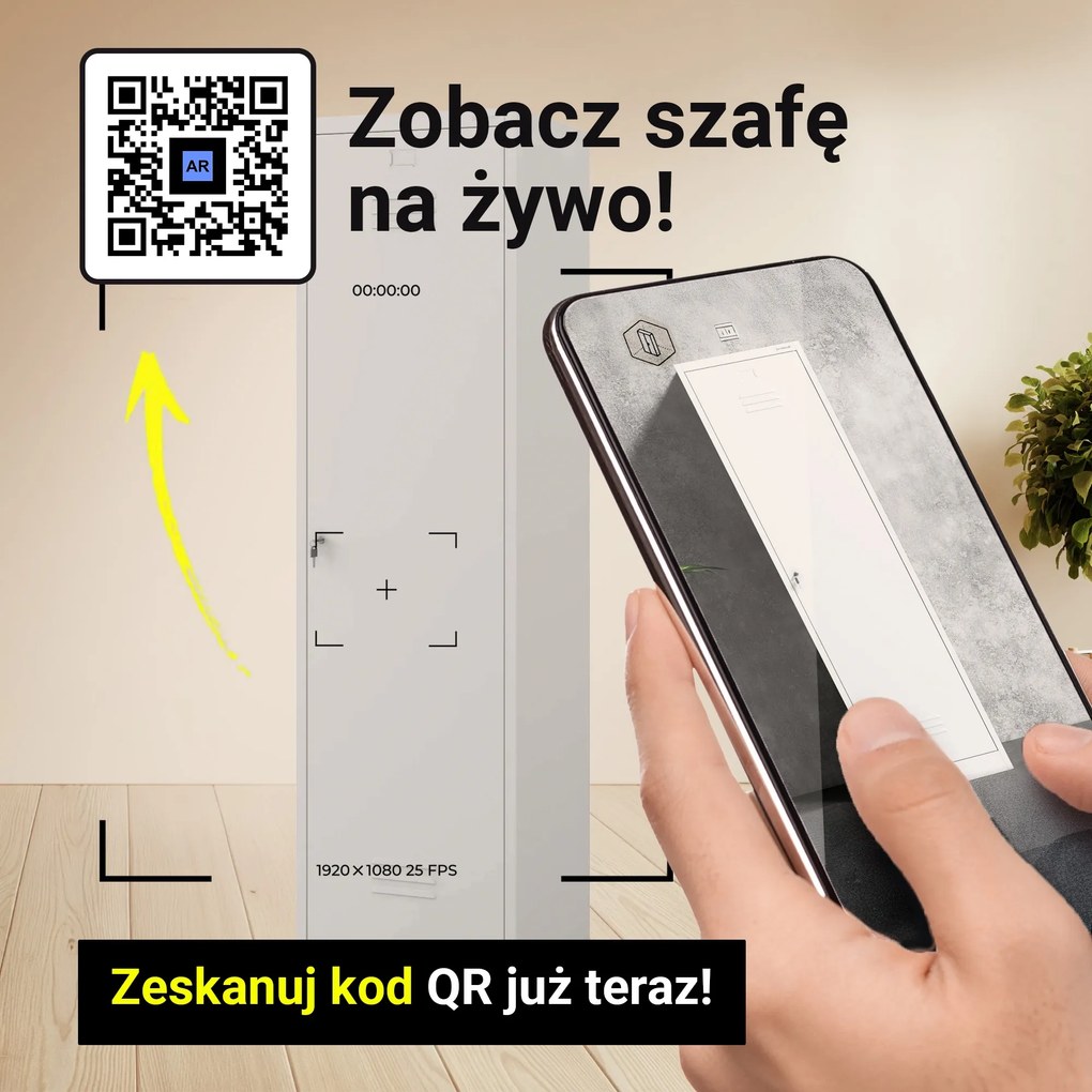 Szafa gospodarcza metalowa wąska biała, 500x1850x500 mm: AGNES