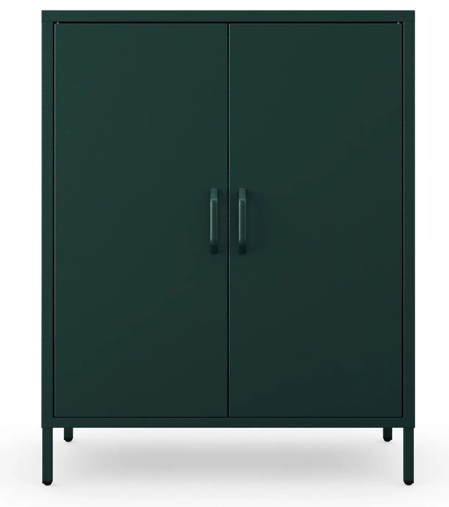 Szafka metalowa niska na nóżkach z półkami butelkowa zieleń, 800x1015x400 mm: VITO Modern