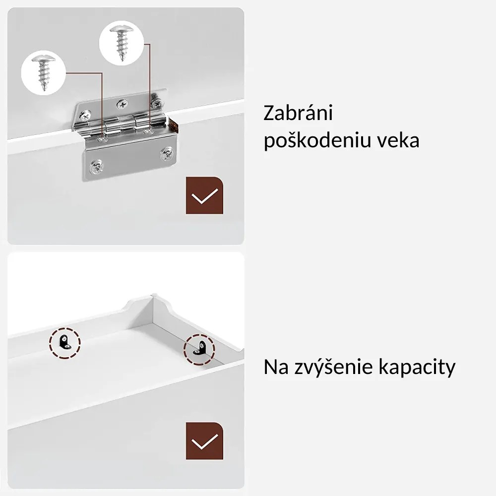Skrzynia do siedzenia TANJA, 100x40x46cm, biała Vasagle