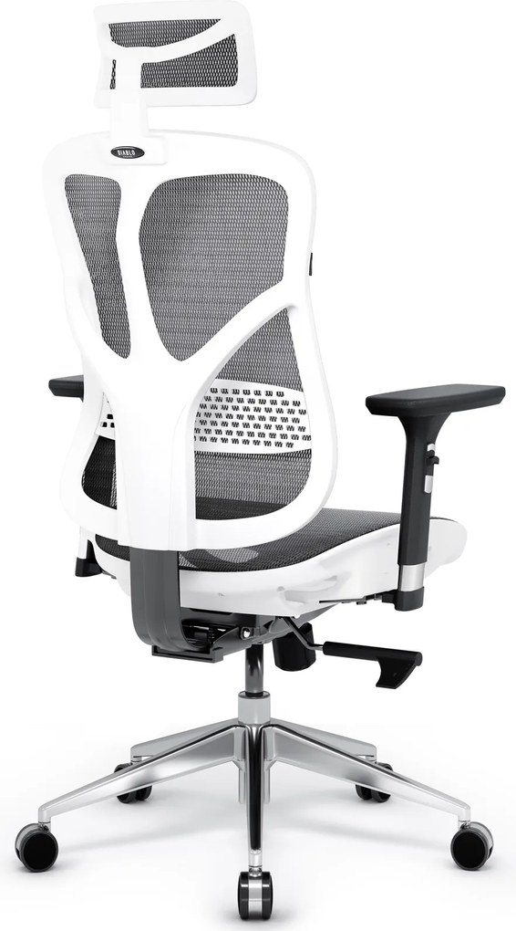 Fotel biurowy Diablo V-Basic, zgodny z normą BHP, kolor biało-szary