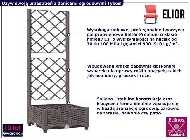 Brązowa Donica Ogrodowa Z Kratką S8-E13