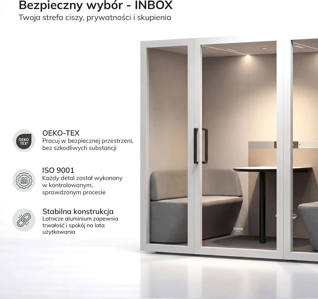 Budka akustyczna 4-osobowa Inbox, 220x122x210 cm