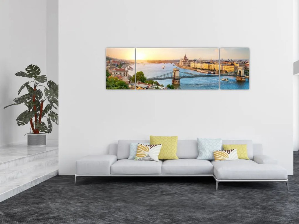 Obraz miasta Budapeszt z rzeką (170x50 cm)