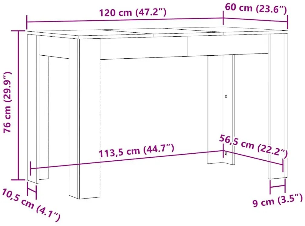 Prostokątny minimalistyczny stół szary dąb B6-S58