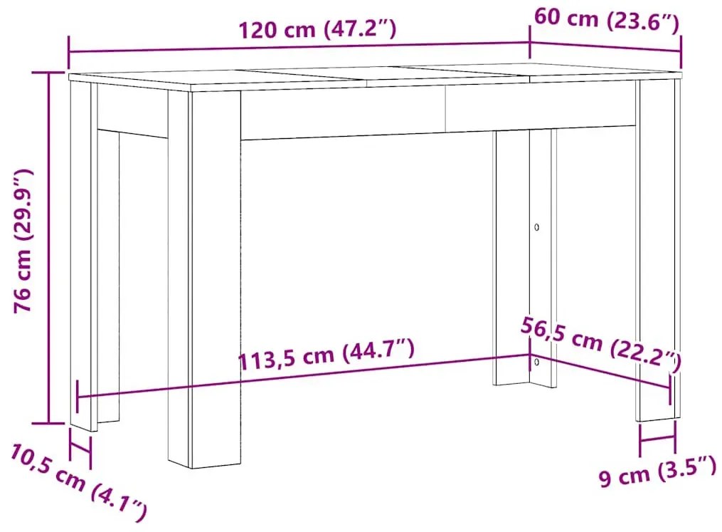 Prostokątny minimalistyczny stół szary dąb - Margaret