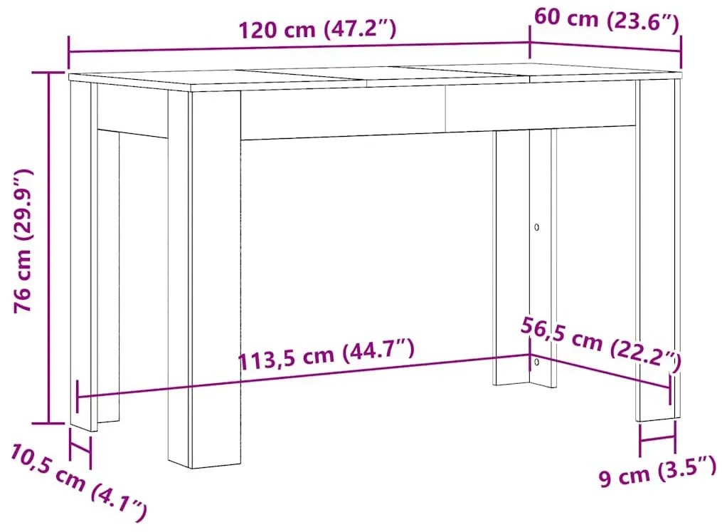 Prostokątny minimalistyczny stół szary dąb Nona