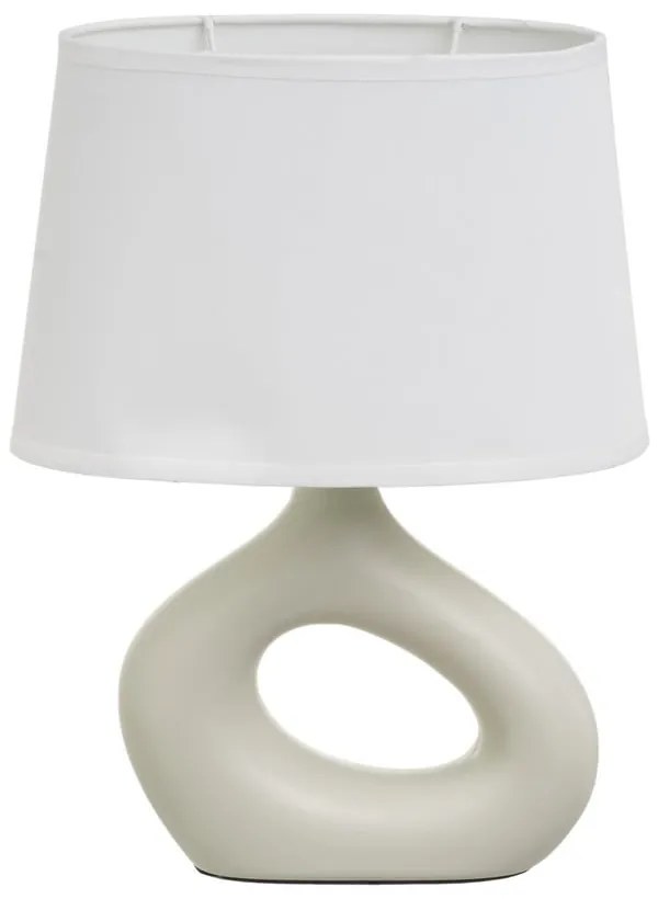 Biało-beżowa lampa stołowa ceramiczna z tekstylnym kloszem (wysokość 30 cm) – Casa Selección