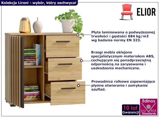 Komoda Z Lamelami Na Nóżkach E6-P65